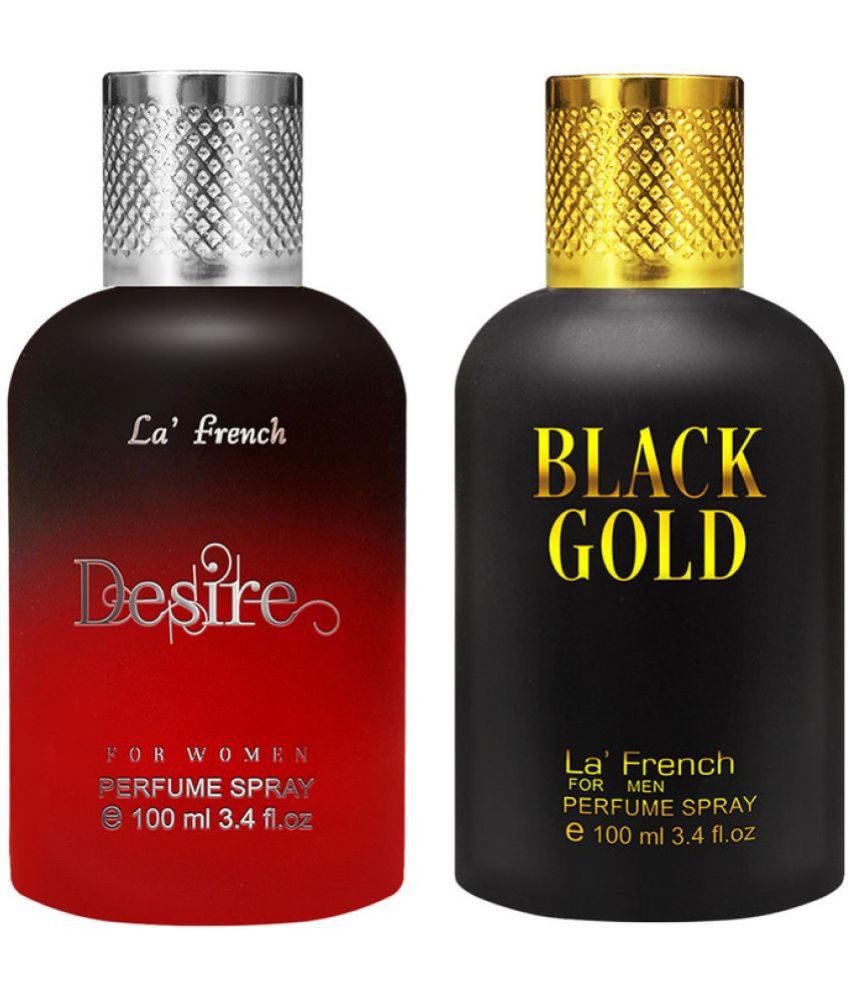     			LA FRENCH Black Gold & Desire Deodorant Spray & Perfume For Unisex 200ml ( Pack of 2 )