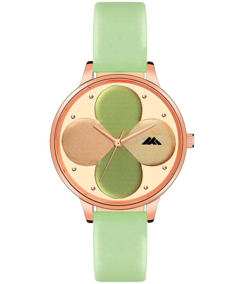     			Newman Green Leather Analog Womens Watch