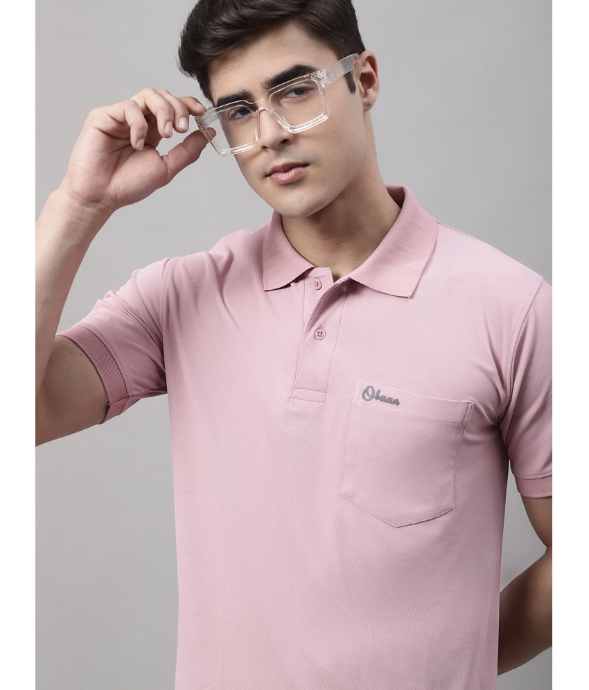     			OBAAN Cotton Blend Regular Fit Printed Half Sleeves Men's Polo T Shirt - Pink ( Pack of 1 )