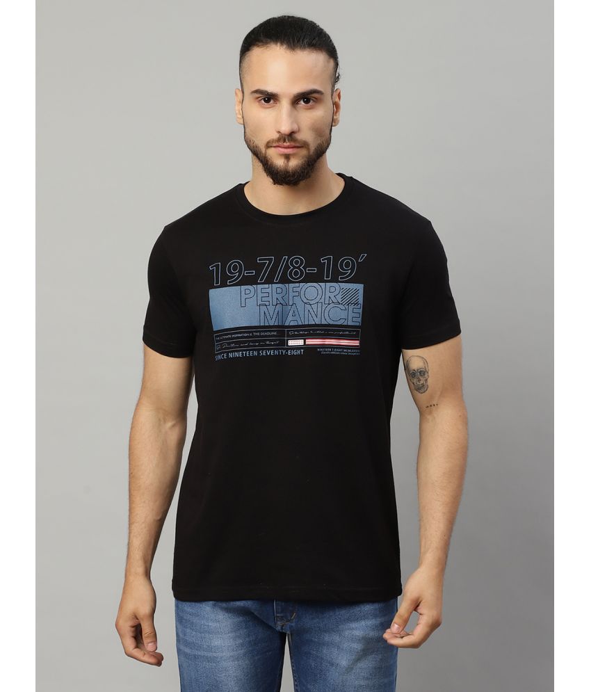     			Rodamo Cotton Blend Slim Fit Printed Half Sleeves Men's T-Shirt - Black ( Pack of 1 )