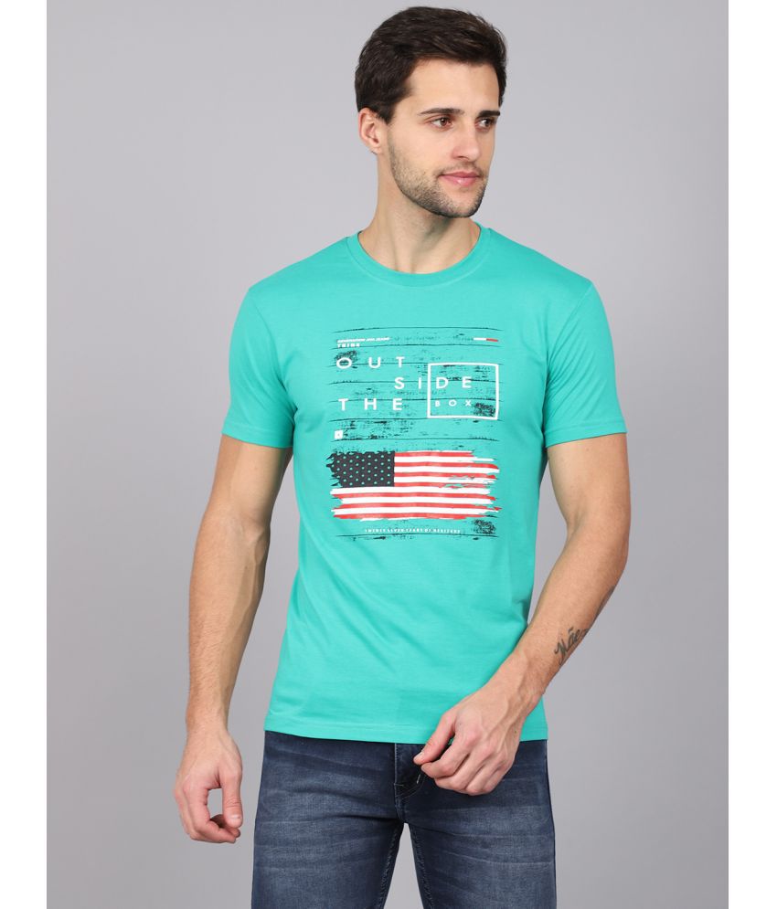     			Rodamo Cotton Blend Slim Fit Printed Half Sleeves Men's T-Shirt - Green ( Pack of 1 )
