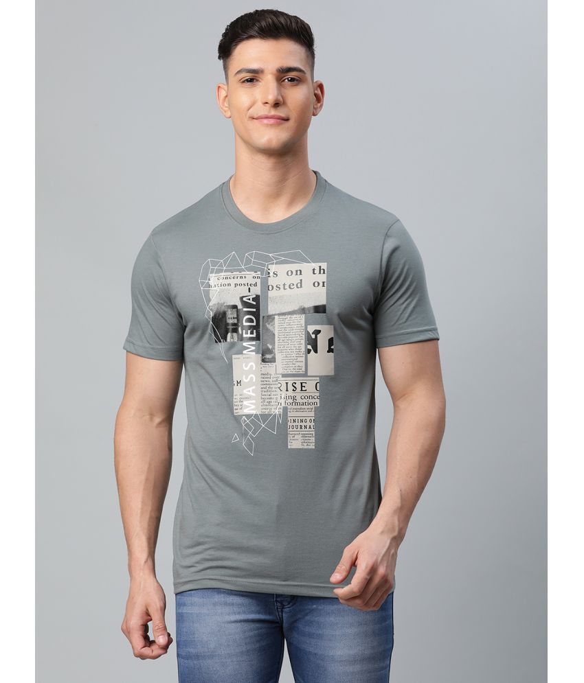    			Rodamo Cotton Blend Slim Fit Printed Half Sleeves Men's T-Shirt - Grey ( Pack of 1 )