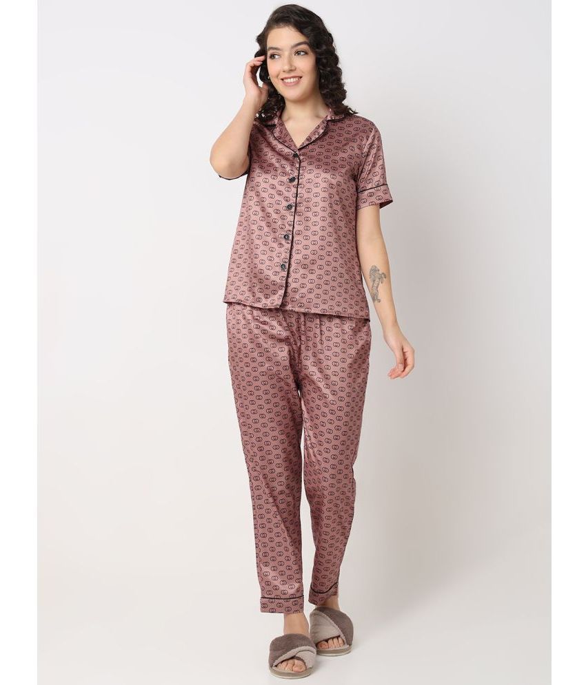     			Smarty Pants Brown Satin Women's Nightwear Nightsuit Sets ( Pack of 1 )