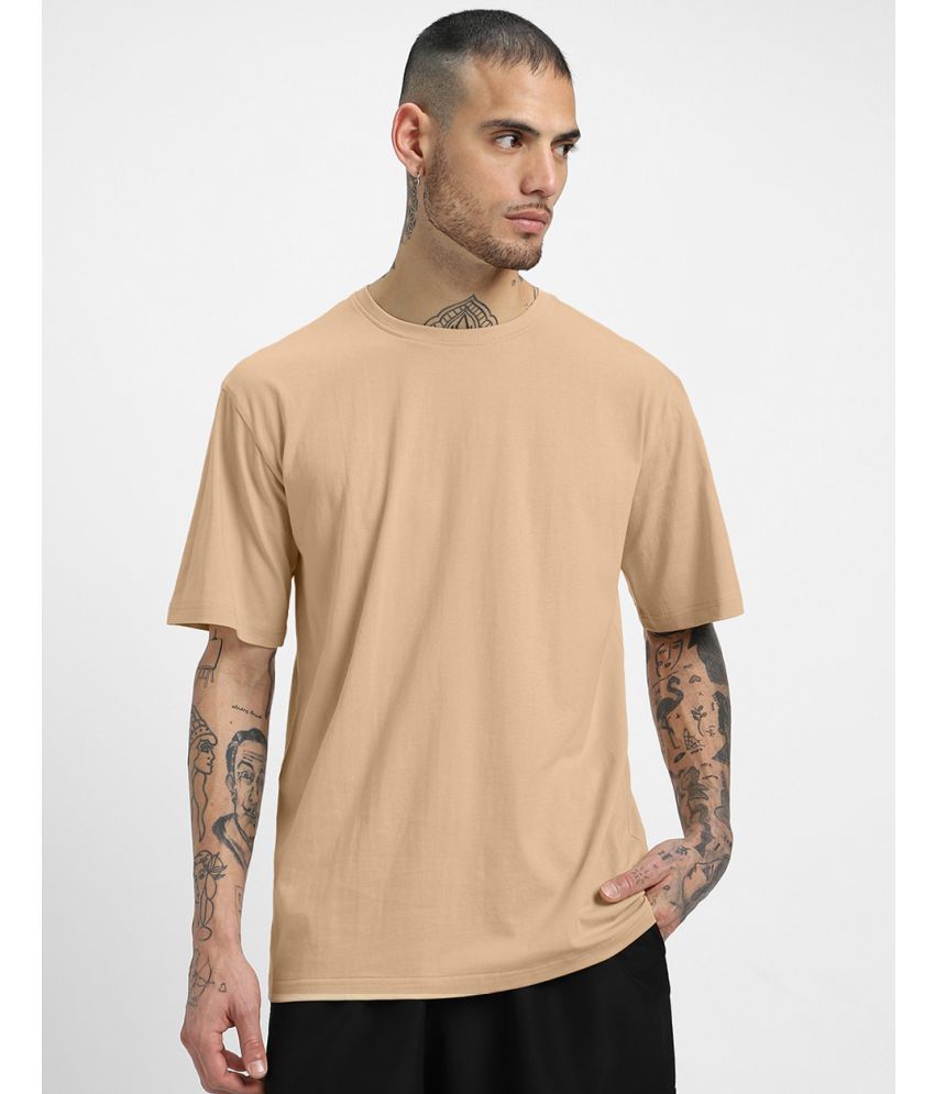     			Veirdo 100% Cotton Oversized Fit Printed Half Sleeves Men's T-Shirt - Beige ( Pack of 1 )