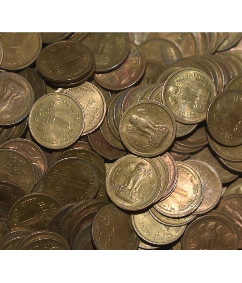     			50 Pcs Lot Unc Coins 1 Paisa 1964 Nickel Brass