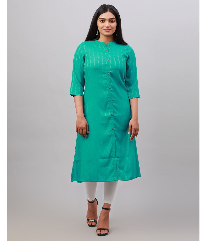     			Alena Rayon Solid Straight Women's Kurti - Teal ( Pack of 1 )