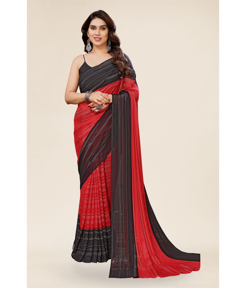     			Anand Sarees Satin Colorblock Saree Without Blouse Piece - Black ( Pack of 1 )