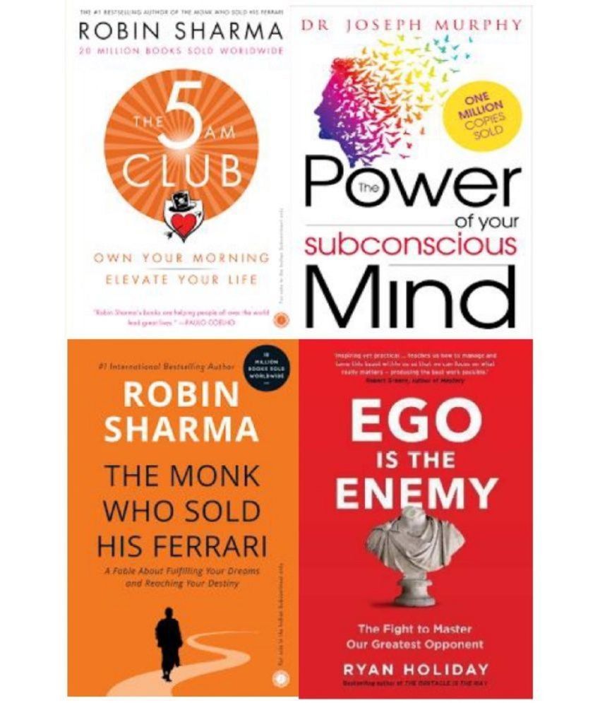     			( Combo of 4 books ) 5 Am Club + The Power of your subconscious mind + Robin Sharma+ Ego Is The Enemy
