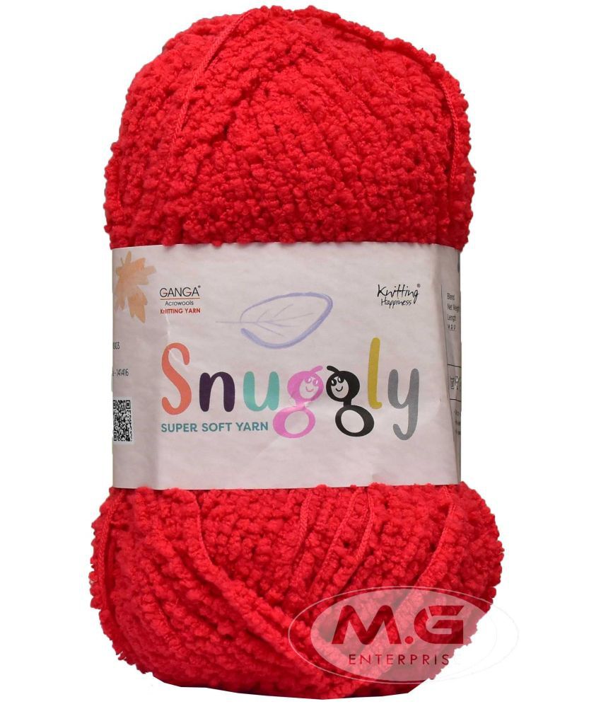     			GANGA Snuggly Red 400 GMS Wool Ball Hand Knitting Wool/Art Craft Soft Fingering Crochet Hook Yarn, Needle Knitting Yarn Thread Dyed- Art-AEEF