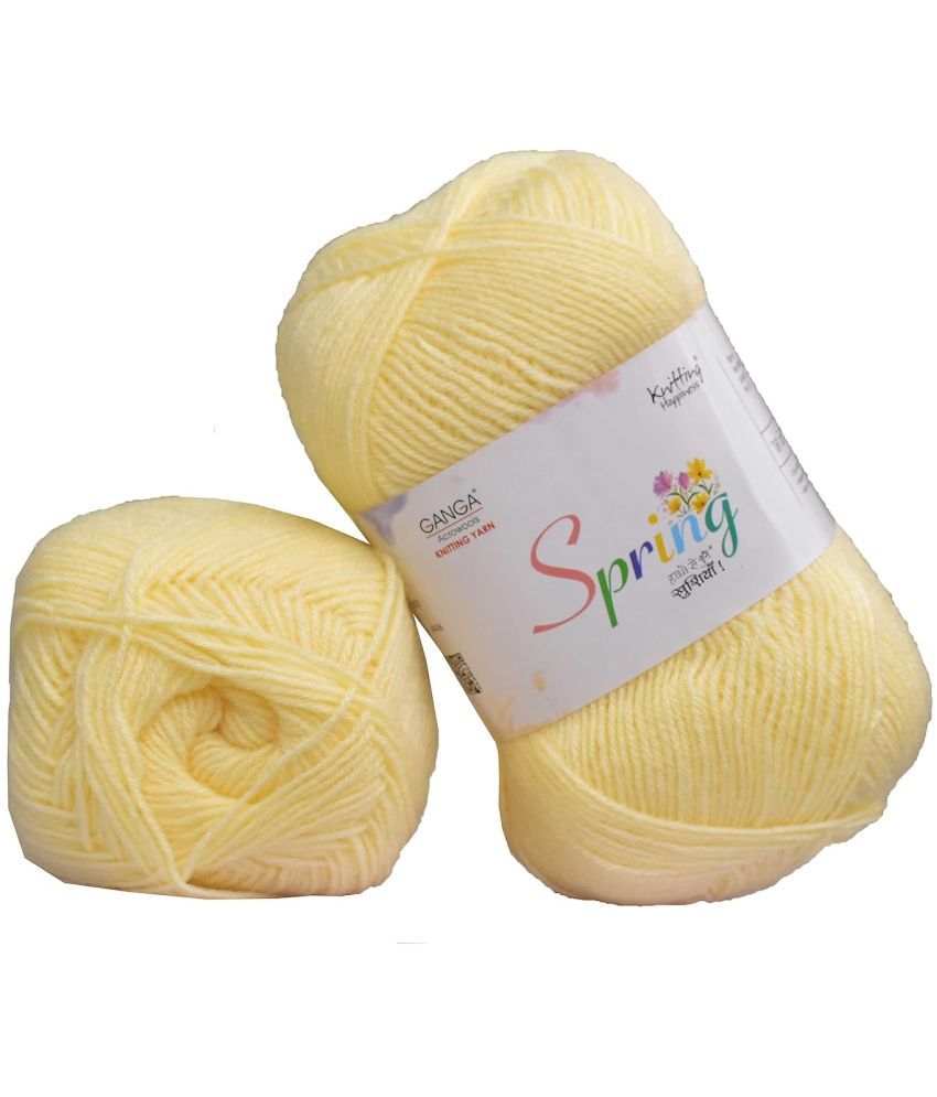     			GANGA Spring Dark Cream 200 GMS Wool Ball Hand Knitting Wool / Art Craft Soft Fingering Crochet Hook Yarn, Needle Knitting Yarn Thread Dyed-E Art-AEGA
