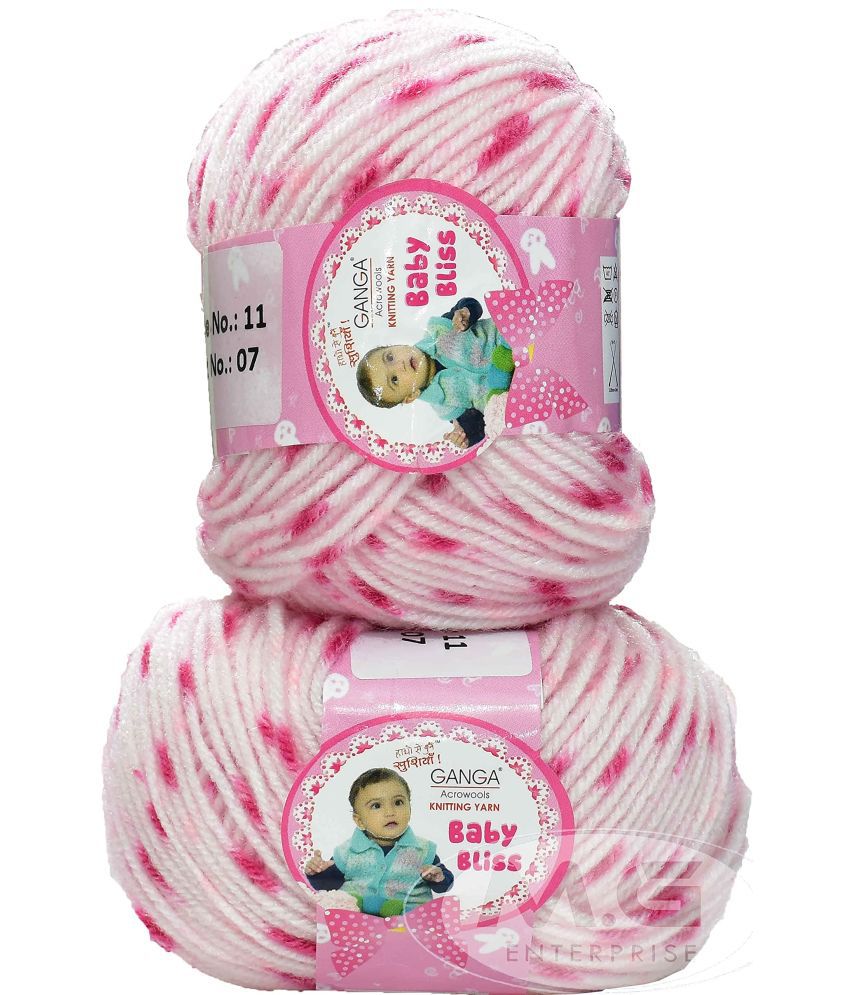     			Ganga 100% Acrylic Wool Pink Star (10 pc) Baby Soft 4 ply Wool Ball Hand Knitting Wool/Art Craft Soft Fingering Crochet Hook Yarn, Needle Knitting Yarn Thread dye. with Needle. B