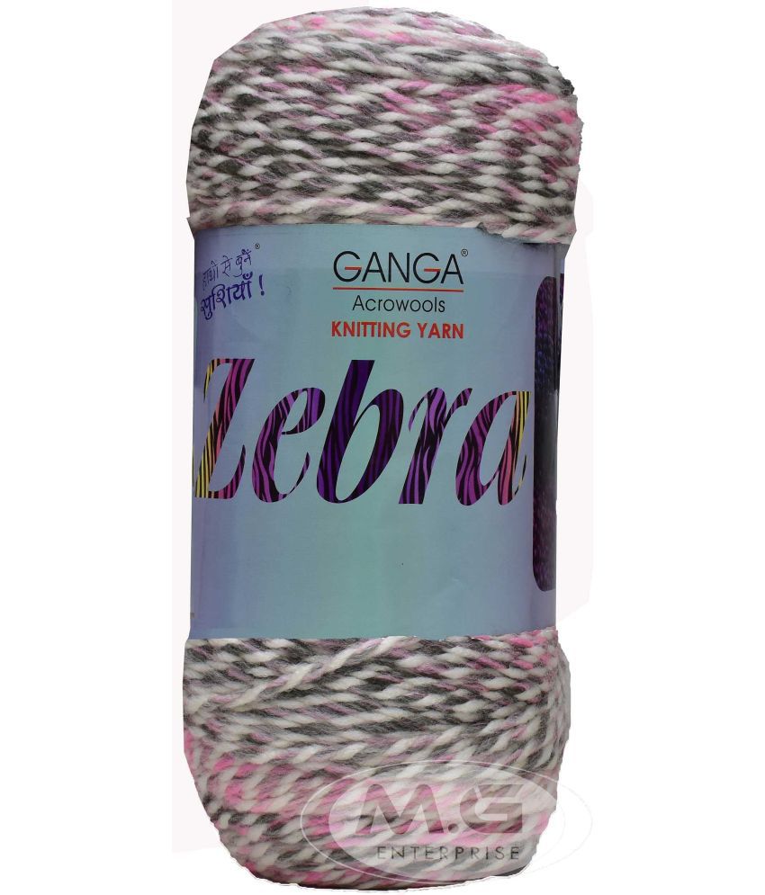     			Ganga Knitting Yarn Thick Chunky Wool, Zebra Light Pink 300 gm Best Used with Knitting Needles, Crochet Needles Wool Yarn for Knitting, with Needle.-A