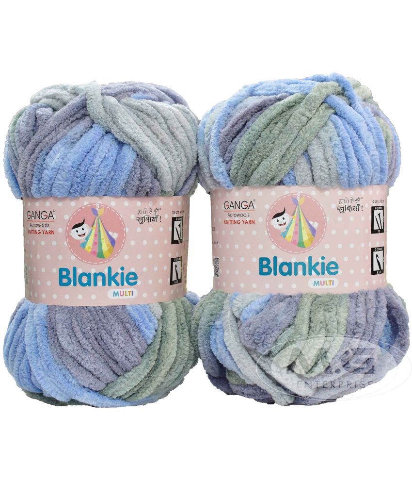     			Ganga Knitting Yarn Thick Chunky Wool, Blankie Airforce 200 gm Best Used with Needles, Crochet Needles Wool Yarn for Knitting, with Needle. by Ganga B