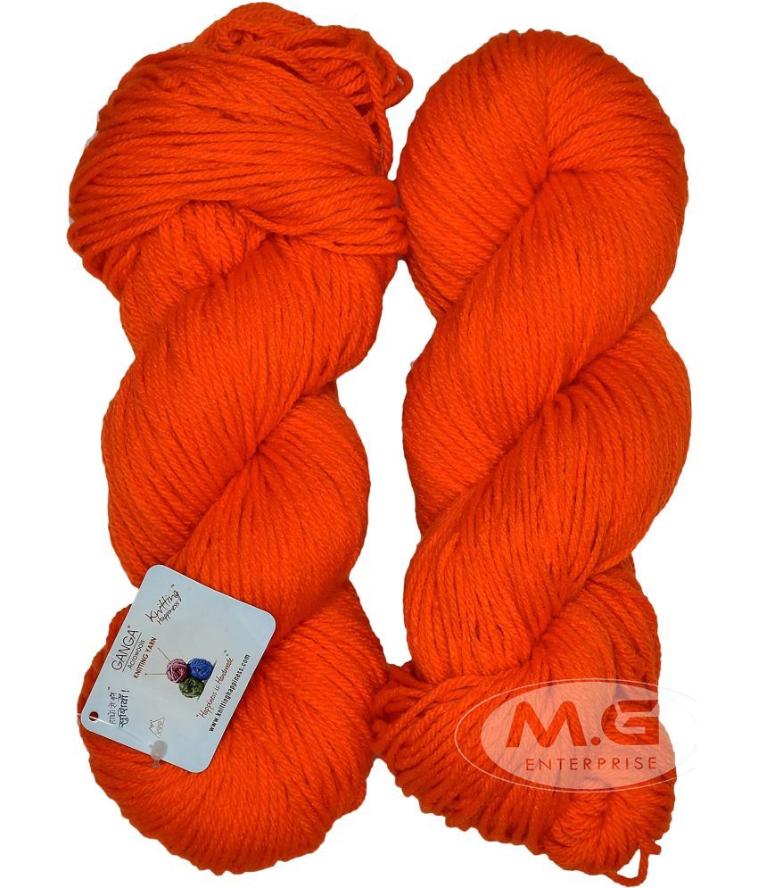     			Ganga Knitting Yarn Thick Chunky Wool, ALI Orange 200 gm Best Used with Knitting Needles, Crochet Needles Wool Yarn for Knitting - cc