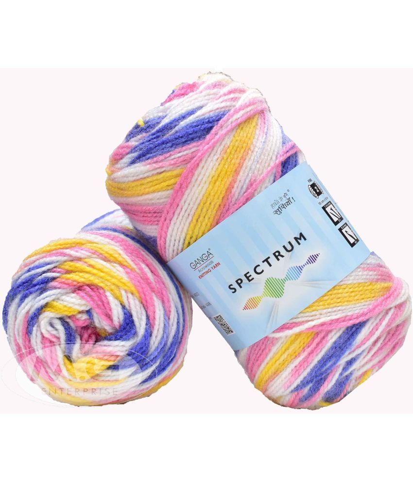     			Ganga Spectrum Blue Candy (200 gm) Wool Ball Hand Knitting Wool/Art Craft Soft Fingering Crochet Hook Yarn, Needle Knitting Yarn Thread dye. with Needle. E