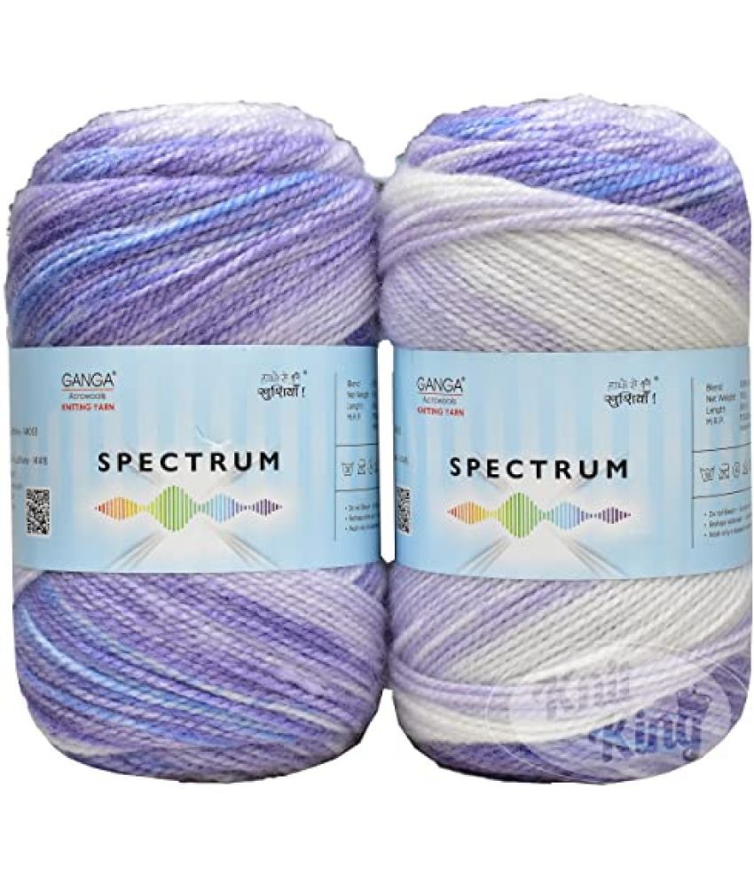     			Ganga Spectrum k_k Purple White (200 gm) Wool Ball Hand Knitting Wool/Art Craft Soft Fingering Crochet Hook Yarn, Needle Knitting Yarn Thread Dyed