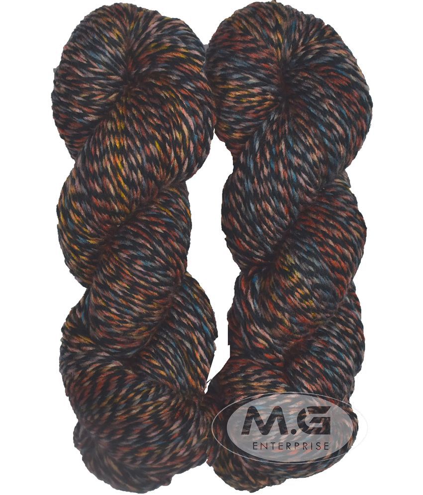     			Ganga Zinea Black Fire (300 gm) Wool Thick Hank Hand Knitting Wool/Art Craft Soft Fingering Crochet Hook Yarn, Needle Knitting Yarn Thread dyedD