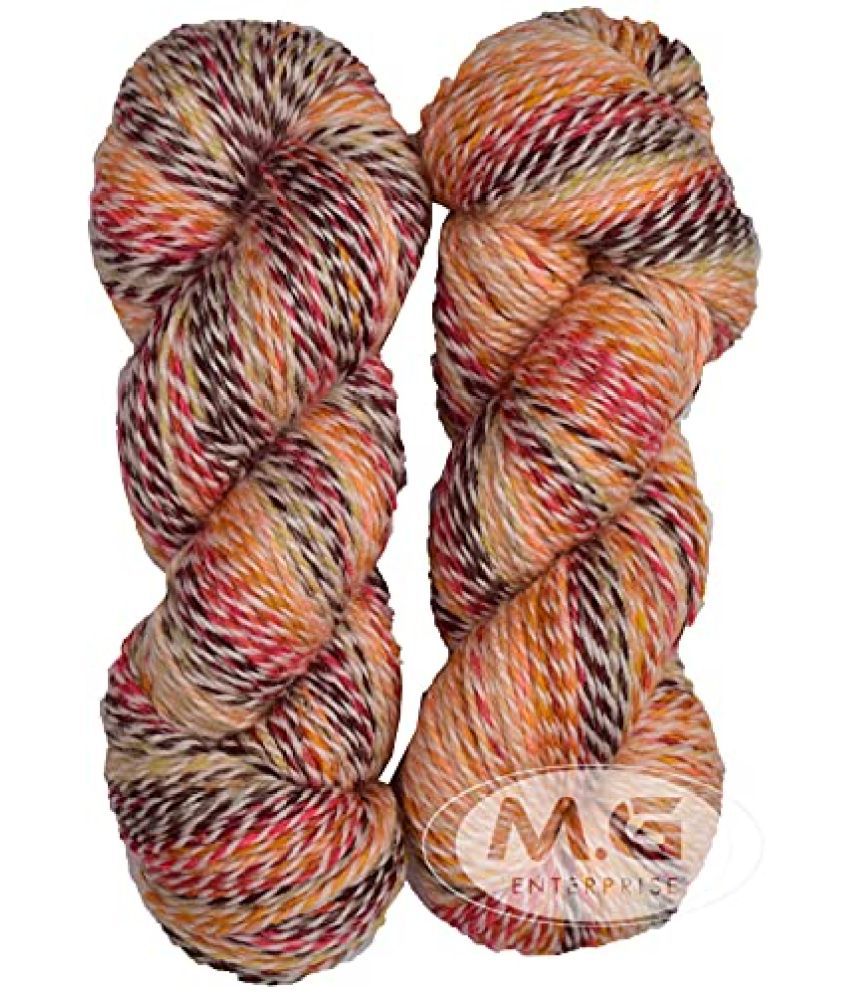    			Ganga Zinea Mango (200 gm) Wool Thick Hank Hand Knitting Wool/Art Craft Soft Fingering Crochet Hook Yarn, Needle Knitting Yarn Thread dyedA