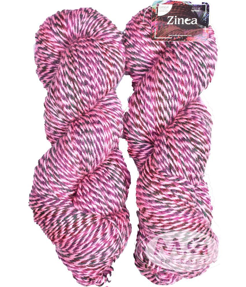     			Ganga Zinea Pink Mix (400 gm) Wool Thick Hank Hand Knitting Wool/Art Craft Soft Fingering Crochet Hook Yarn, Needle Knitting Yarn Thread dyedA