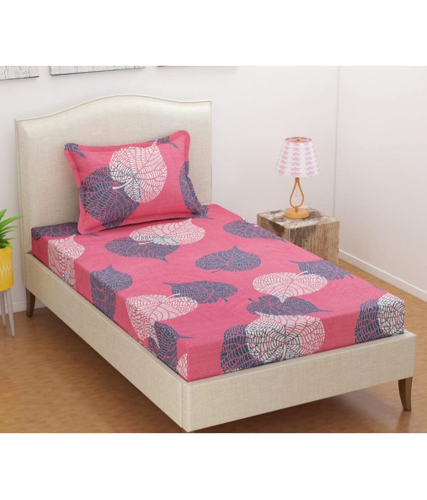     			JBTC cotton floral Bedding Set 1 Single bed size bedsheet and 1 Pillow cover - pink