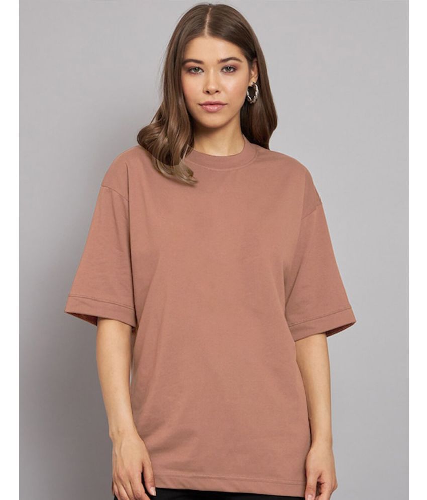     			JUNEBERRY Brown Cotton Loose Fit Women's T-Shirt ( Pack of 1 )