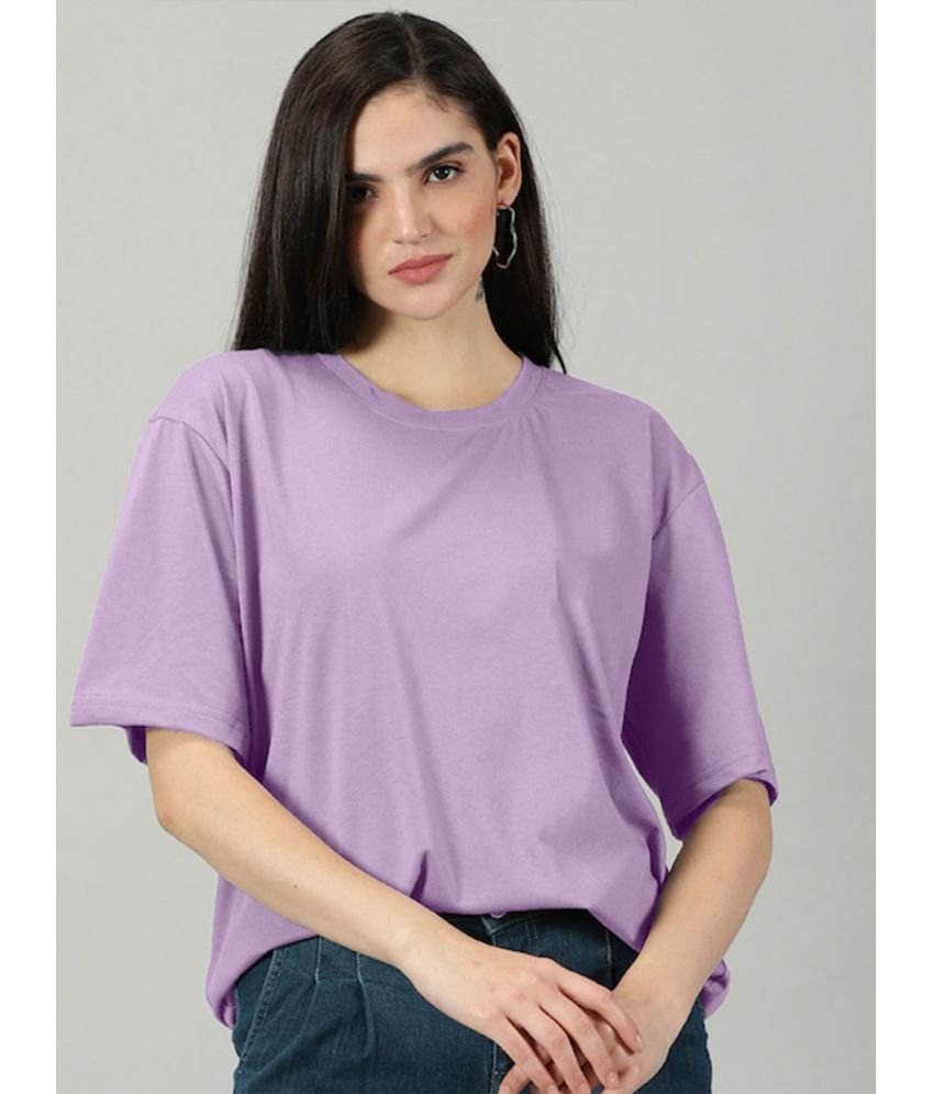     			JUNEBERRY Purple Cotton Loose Fit Women's T-Shirt ( Pack of 1 )