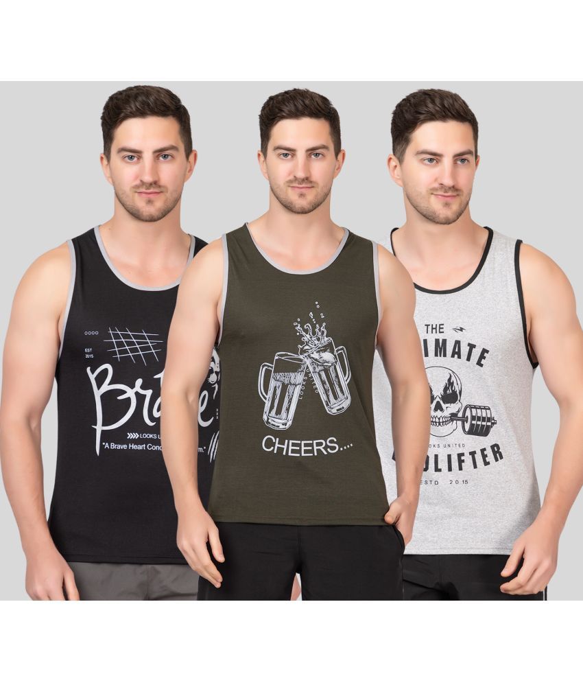     			Looks United Pack of 3 Cotton Men's Vest ( Multicolor ) men vest