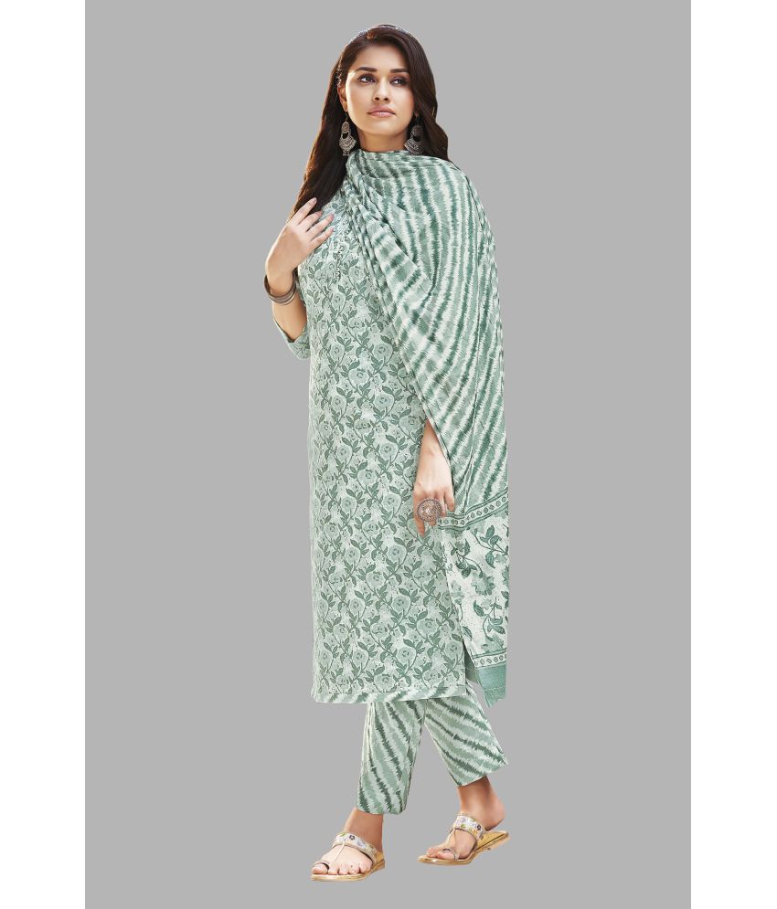     			SIMMU Cotton Printed Kurti With Pants Women's Stitched Salwar Suit - Green ( Pack of 1 )