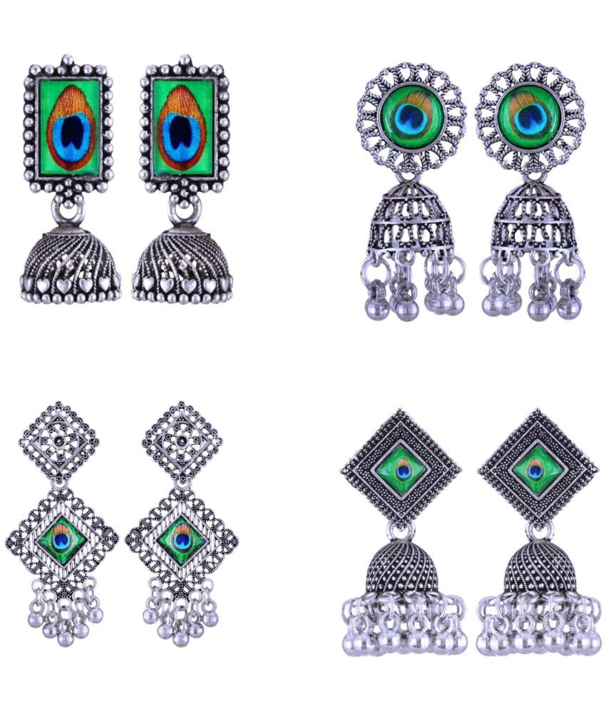     			VIVASTRI Silver Jhumki Earrings ( Pack of 4 )