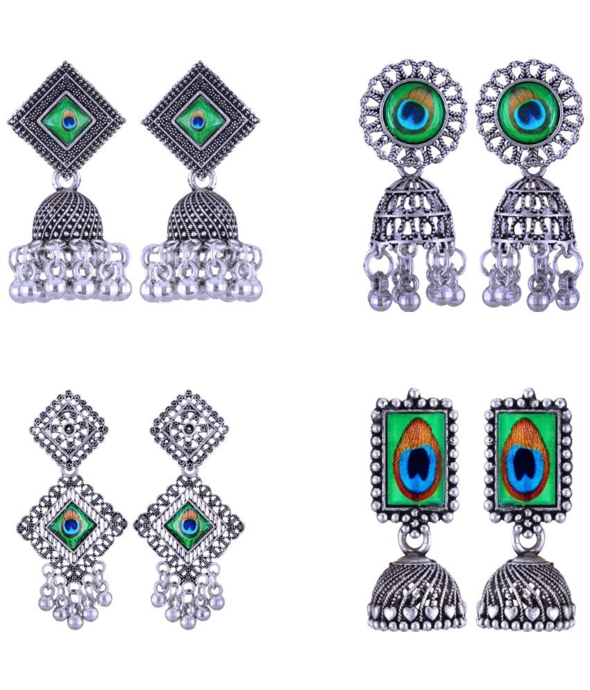     			VIVASTRI Silver Jhumki Earrings ( Pack of 4 )