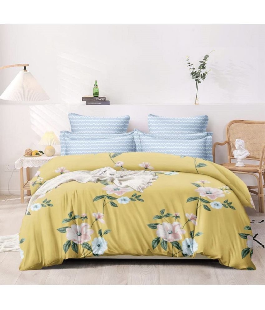     			VORDVIGO Glace Cotton Floral 1 Double Bedsheet with 2 Pillow Covers - Multicolor