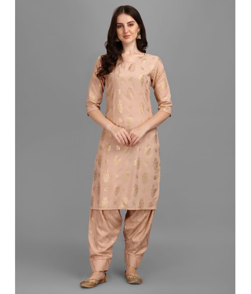     			gufrina Rayon Printed Kurti With Salwar Women's Stitched Salwar Suit - Beige ( Pack of 1 )