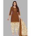 shree jeenmata collection Unstitched Cotton Printed Dress Material - Brown ( Pack of 1 )