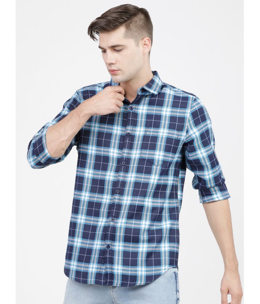     			Ketch Cotton Blend Slim Fit Checks Full Sleeves Men's Casual Shirt - Blue ( Pack of 1 )