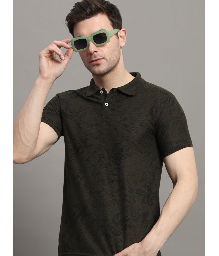     			R.ARHAN PREMIUM Cotton Blend Regular Fit Printed Half Sleeves Men's Polo T Shirt - Olive Green ( Pack of 1 )