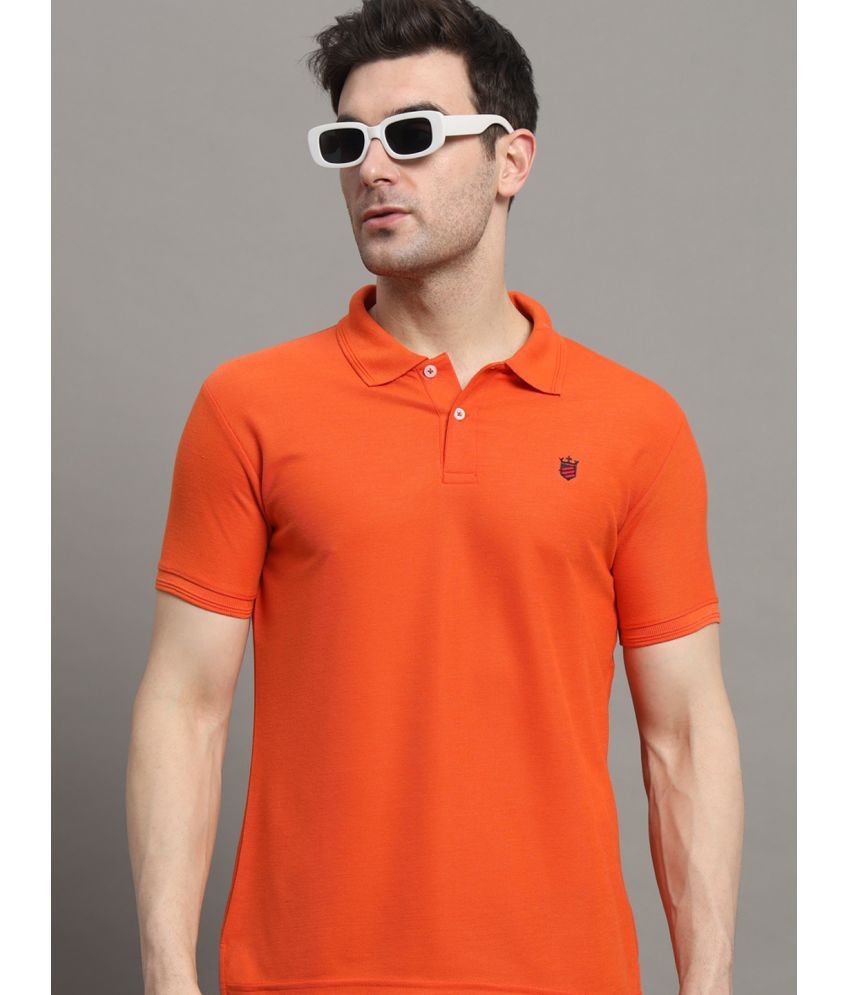    			R.ARHAN PREMIUM Cotton Blend Regular Fit Solid Half Sleeves Men's Polo T Shirt - Orange ( Pack of 1 )