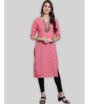 7Threads Crepe Printed Straight Women's Kurti - Red ( Pack of 1 )