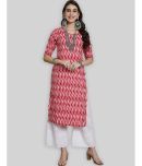 7Threads Crepe Printed Straight Women's Kurti - Pink ( Pack of 1 )