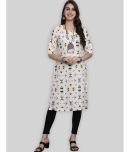 7Threads Crepe Printed Straight Women's Kurti - White ( Pack of 1 )