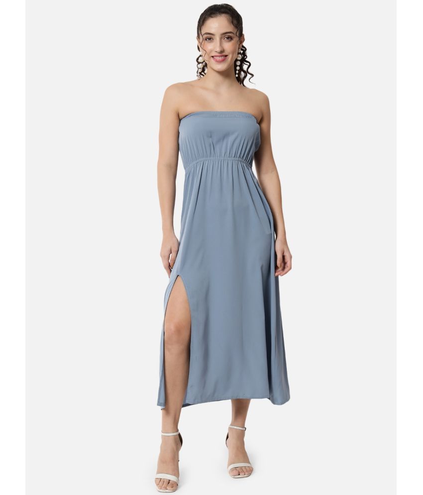     			ALL WAYS YOU Crepe Solid Midi Women's Cut Out Dress - Blue ( Pack of 1 )