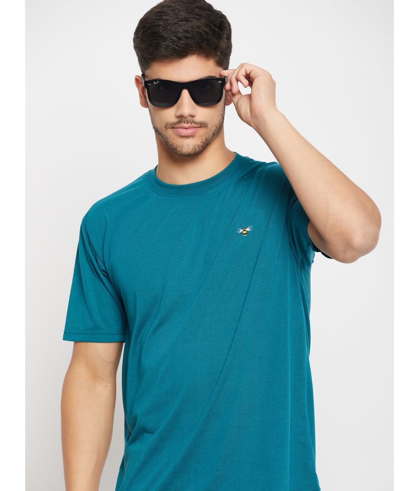     			Auxamis Cotton Blend Regular Fit Printed Half Sleeves Men's T-Shirt - Blue ( Pack of 1 )