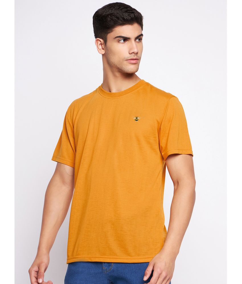     			Auxamis Cotton Blend Regular Fit Solid Half Sleeves Men's T-Shirt - Mustard ( Pack of 1 )