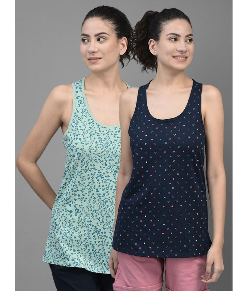     			Dollar Cotton Blended Tanks - Multi Color Pack of 2