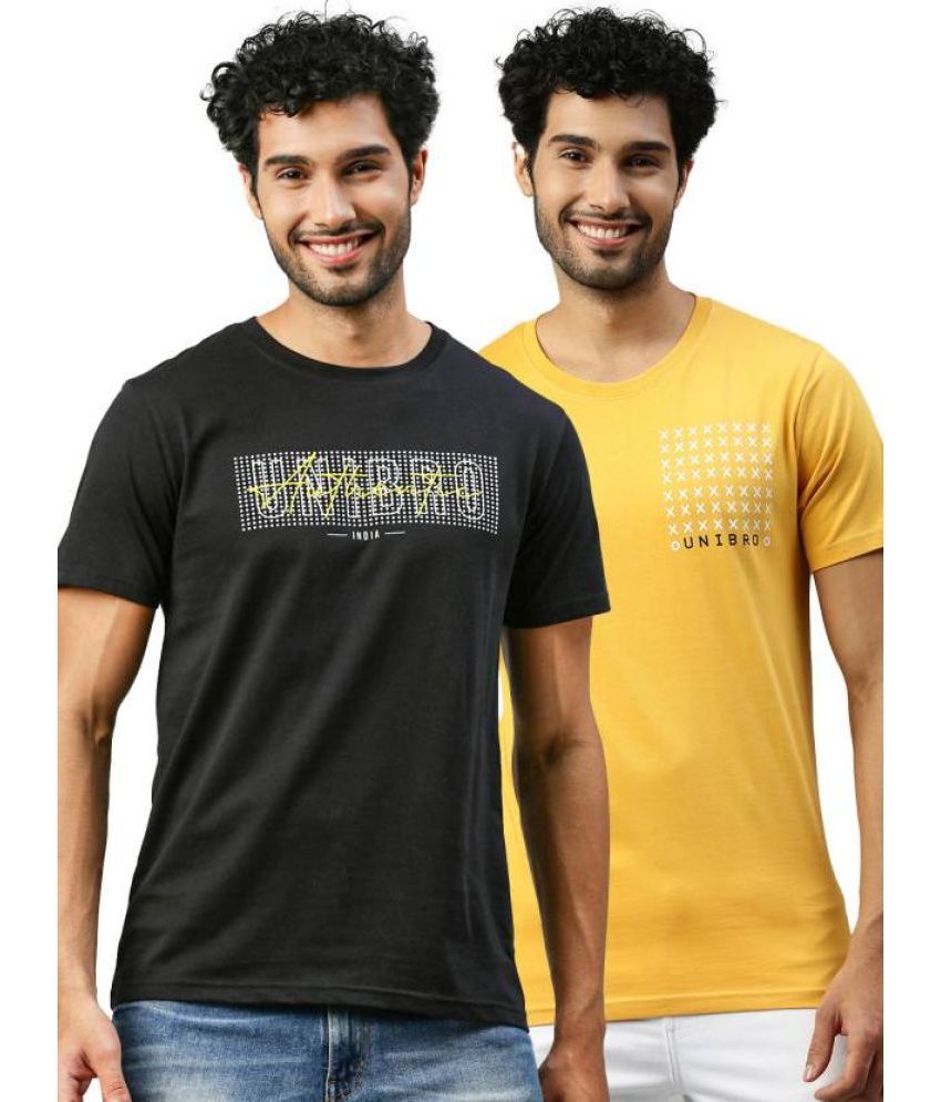     			Ramrj Cotton Cotton Regular Fit Printed Half Sleeves Men's T-Shirt - Yellow ( Pack of 2 )