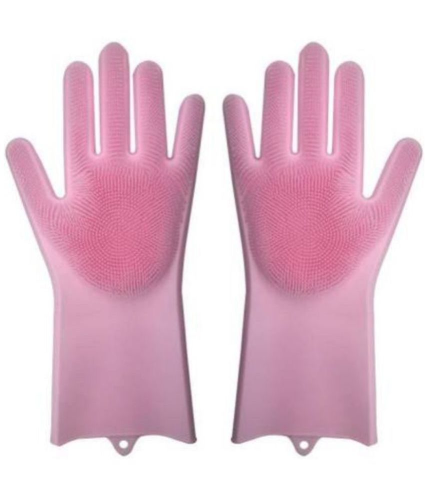     			SmartBucket Pink Silicone Free Size Cleaning Gloves ( Pack of 1 )