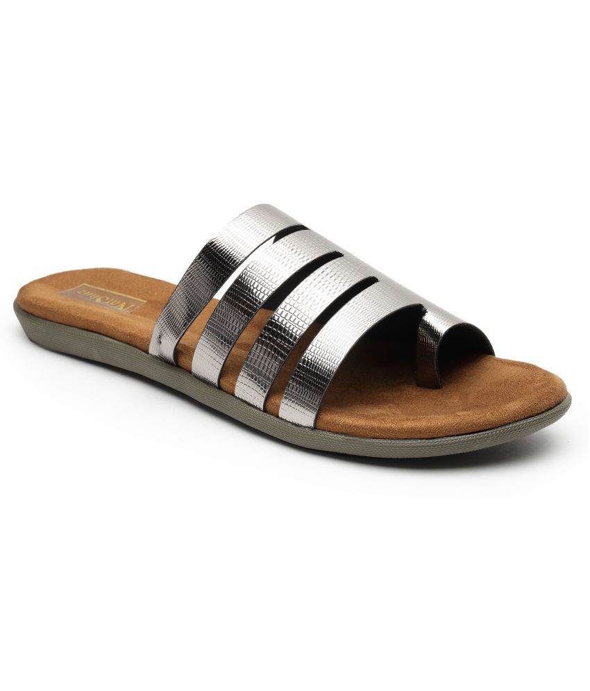     			NATSHUZ Silver Women's Slide