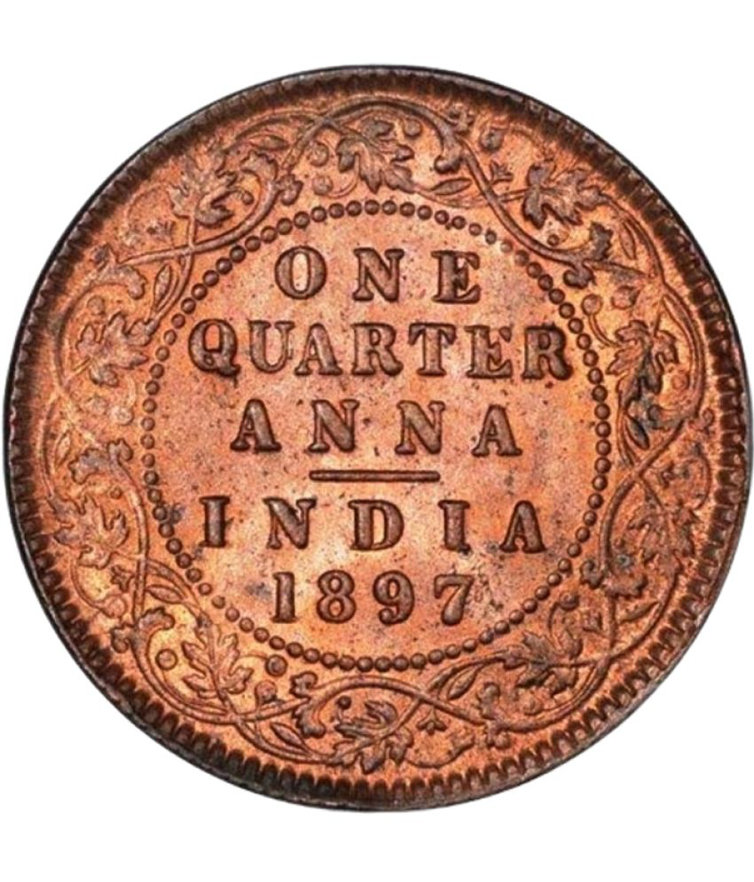     			British India 1897 One Quarter Anna Type Copper