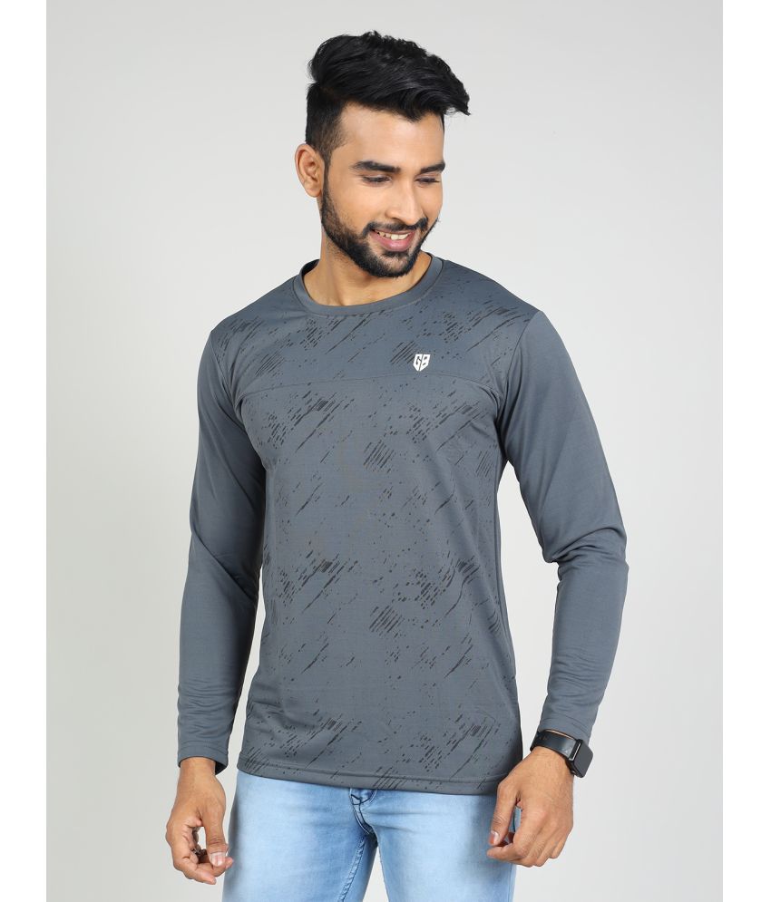     			GAME BEGINS Polyester Regular Fit Printed Full Sleeves Men's T-Shirt - Dark Grey ( Pack of 1 )
