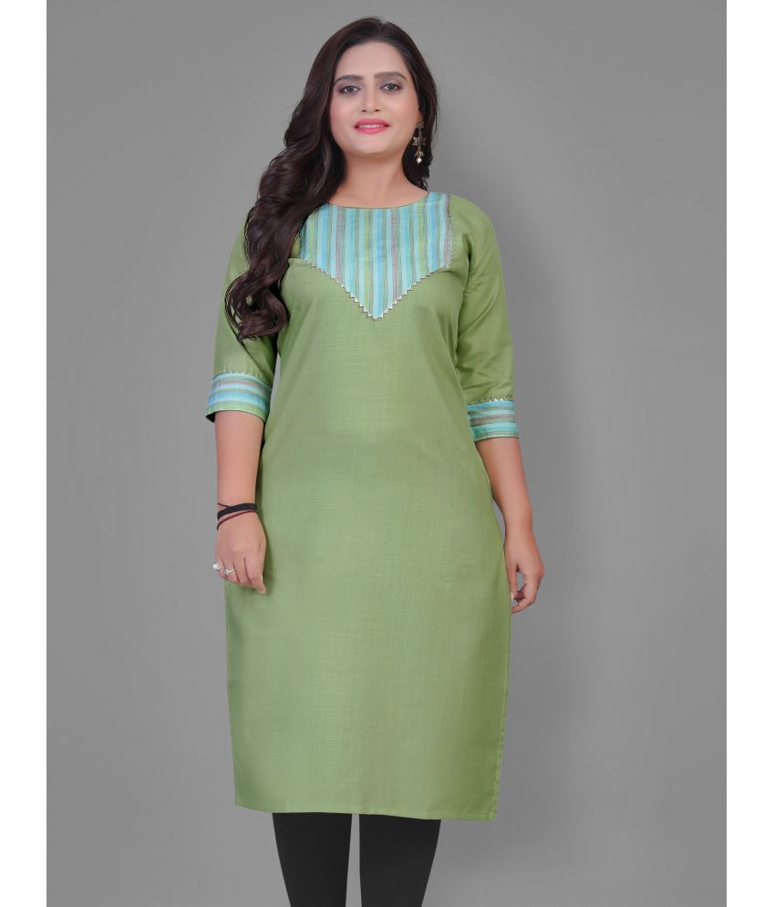     			Hetsa Cotton Blend Solid A-line Women's Kurti - Mint Green ( Pack of 1 )