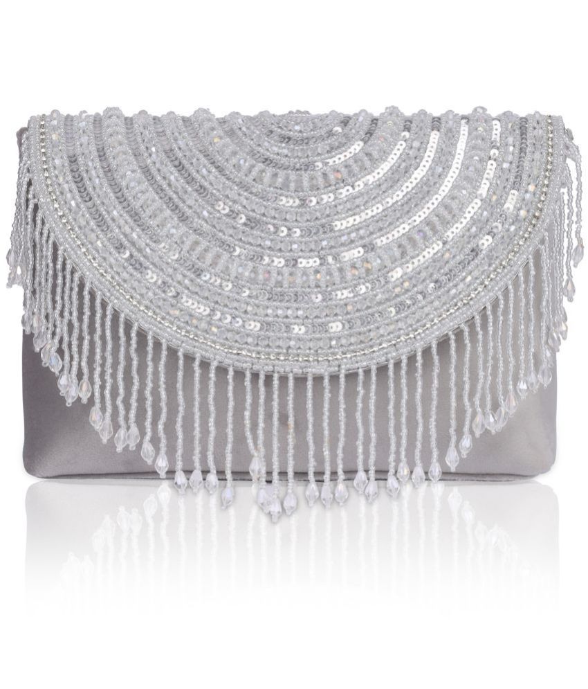     			Nicoberry Silver Canvas Box Clutch